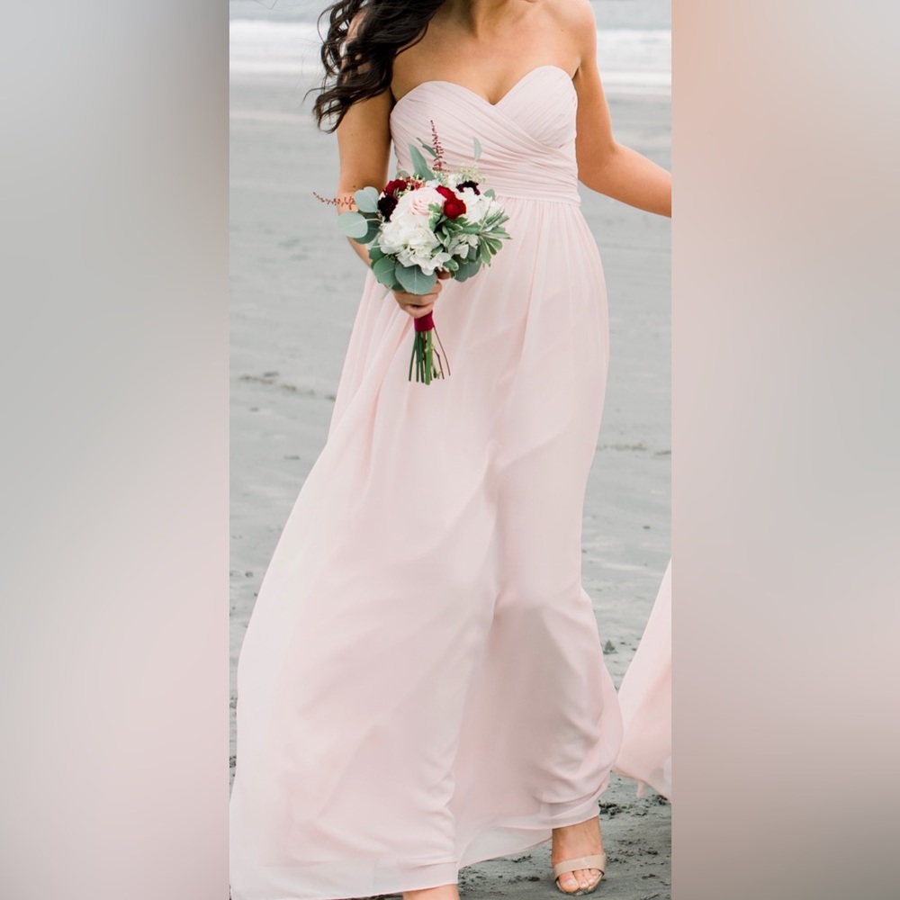 Bill Levkoff Pink Strapless Bridesmaid Dress, petal pink